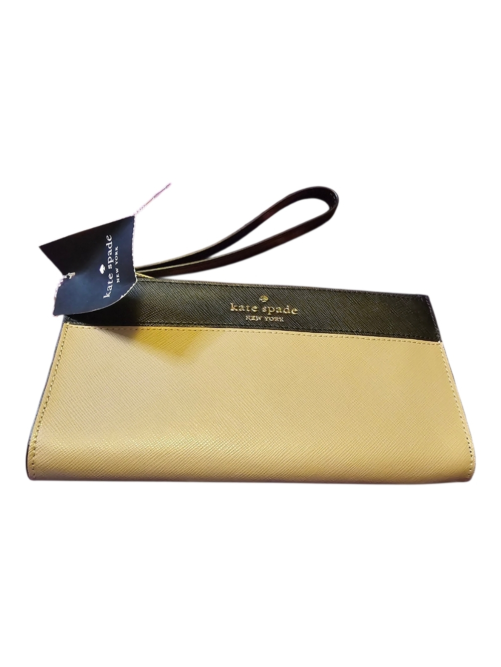 Kate Spade Double Spilt, Saffiano Leather Walnut Wristlist NWT Excellent Conditi